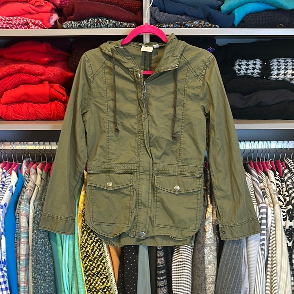 BP olive hooded 2 pocket jacket size XS